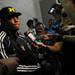 Michigan senior quarterback Denard Robinson looks up as he answers questions after the Outback Bowl at Raymond James Stadium of the in Tampa, Fla. on Tuesday, Jan. 1. Melanie Maxwell I AnnArbor.com